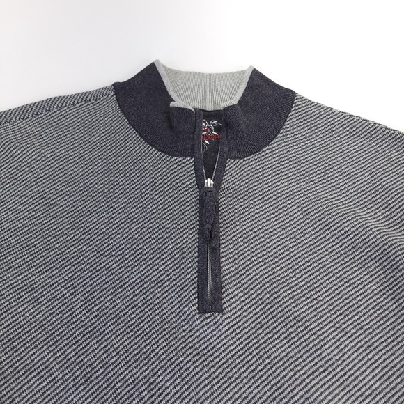 Robert Graham Sweater Mens‎ XL Gray Quarter Zip Pullover Cotton Cashmere Blend - Picture 2 of 10